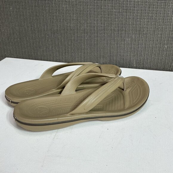 Crocs Classic Crocband Flip Thong Sandals M 10 W 12 Brow Flats Beach Summer - Picture 6 of 9